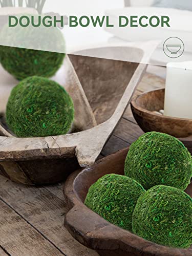 Biubee 6Pack Decorative Faux Dried Moss Balls- 3" Artificial Green Plant Mossy Globes Handmade Sphere Moss Gift for Home Dough Bowl Vase Chinoiserie Decors Party Wedding Display - size: L(6pcs)