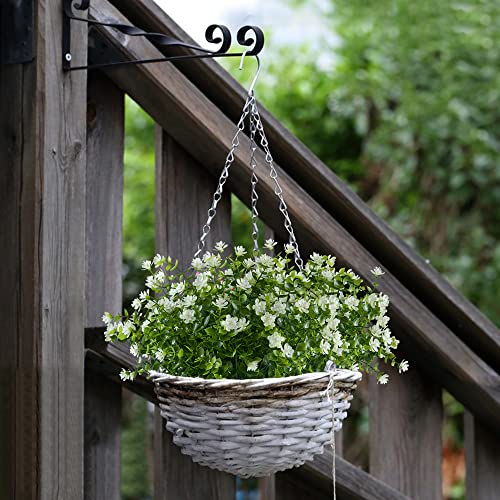 6 Bundles Artificial Flowers, Fake Artificial Greenery UV Resistant No Fade Faux Plastic Plants for Wedding Bridle Bouquet Indoor Outdoor Home Garden Kitchen Office Table Vase(OffWhite) - color: Offwhite