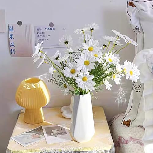 Artificial Flowers Red Artificial Daisy Flowers, 10 Pcs Wild Flower Artificial Daisies with Stems, 20.8 Inch Silk Flowers Bulk Faux Daisy Flowers for Home Kitchen, Party Decor, Garden Balcony - color: Red