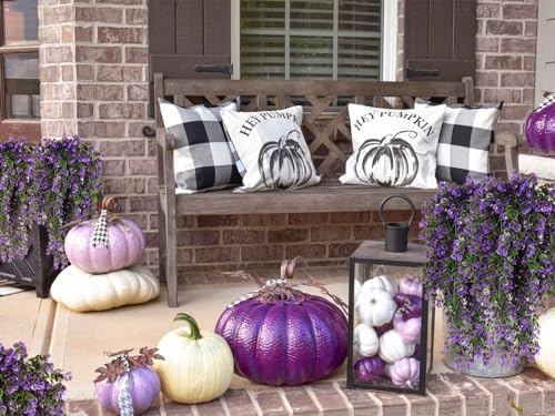 RECUTMS 4Pcs 29.9 Inch Fake Hanging Eucalyptus Plants | UV Resistant Plastic,Violet Artificial Greenery,Home Room Garden Wedding Party Porch Creeping Jenny Indoor Outdoor Decor - color: Voilet