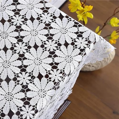 White Flower Runners Lace Table Cloth Shower Dresser Scarf for Home Kitchen Wedding Banquet Tea Table TV Cabinet Dining Table Heat Insulation Table Runner