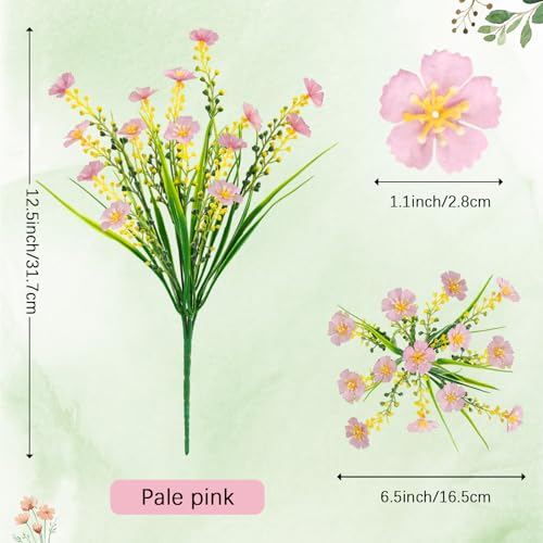 MACTING Artificial Flowers for Outdoors 12 Bundles UV Resistant Fake Flowers No Fade Faux Outdoor Plants for Indoor Outside Planters Garden Porch Yard Window Home Summer Decorations(Pink) - color: Pink, size: 12PCS