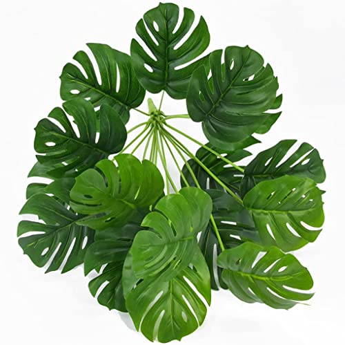 CATTREE Artificial Monstera Deliciosa Plant 21 Inch, Fake Tropical Palm Tree Faux Greenery Leaves Plants for Indoor Outdoor Home Office Garden Houseplants Decor Wedding Party DIY Decoration - 1 Pack - color: Monstera Plants - 1 Pcs