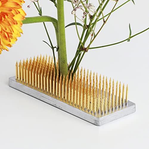 Wazakura Japanese Ikebana Kenzan Long Rectangular Flower Holder 4.7" (120mm), Made in Japan Floral Arranging Pin Frog Tool - (4.7" (120mm) Long Rectangular Brass Kenzan - color: 4.7" (120mm) Long Rectangular Brass Kenzan