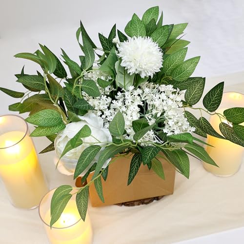 48 PCS Artificial Italian Ruscus Greenery - Fake Silk Green Leaf Stems for DIY Wedding Arrangements Garland Arch Bouquet Table Centerpieces Fireplace Hearth Decorations