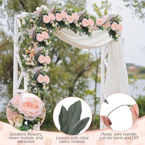 Yunsailing 8 Packs Artificial Peony Flowers Faux Silk Hydrangea Bouquet Vintage Wedding Home Table for Door Decor Reusable Bouquet of Rose Flowers for Valentine Wedding Birthday Party(Champagne) - color: Champagne, style: Hydrangea
