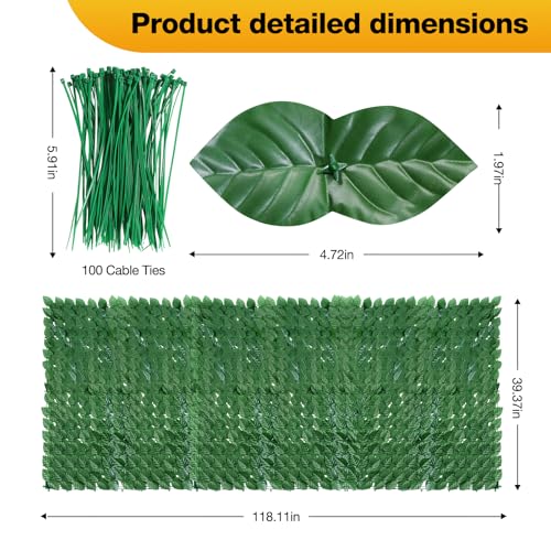 Artificial Ivy Privacy Fence Wall Screen, 39 x 118 in Garden Fake Hanging Plants Vines, Aesthetic Faux Greenery Garland Pothos Leaf with Strengthened Joint Prevent Leaves Falling Off for Outdoor Decor - color: Pothos leaf, size: 39.37*118.11in