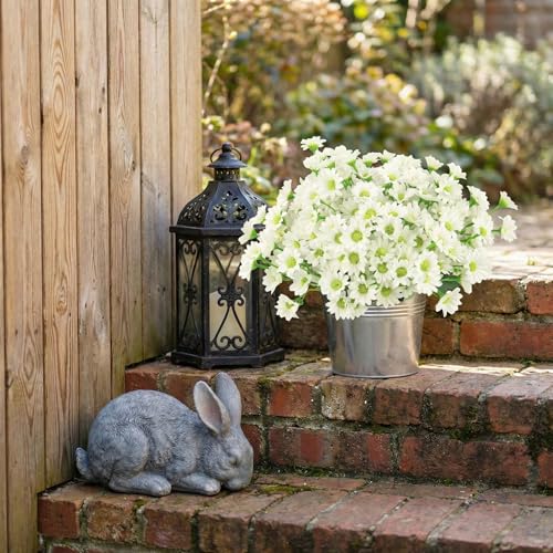 12 Bundles Daisy Artificial Flowers for Outdoors Decoration, Fake Plants Flowers Mums Realistic Daisy Flowers Artificial, UV Resistant Silk Flowers for Front Door Porch Patio,13in (White) - color: Daisy-white