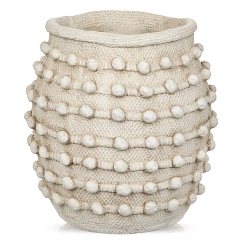 Rustic Farmhouse Vase, Boho Beige Vase for Pampas Grass Large Textured Knotted Vases for Flowers Decorative Cement Floral Vases for Home Decor, Living Room, Dining Table - color: Cream