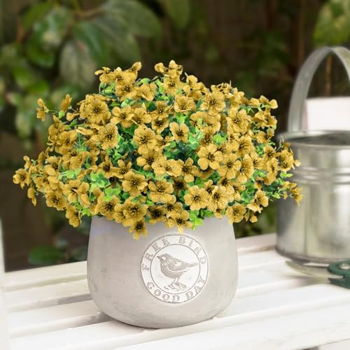 ATTGREAT Artificial Flowers Outdoors Faux Plants UV Resistant Fake Flowers Daisy 12 Bundles Plastic Greenery Plnats Outside for Garden Planter Patio Porch Spring Summer Home Home Decor, Yellow - color: Yellow, size: 12PCS