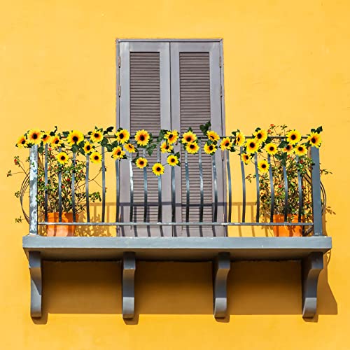 Uieke 10 Pack Artificial Sunflower Garland, 8.2ft/Pcs Silk Sunflowers with Green Leaves, Flowers Vines for Room Home Kitchen Garden Wedding Arch Bridal Baby Shower Party Outdoor Decor - size: Medium