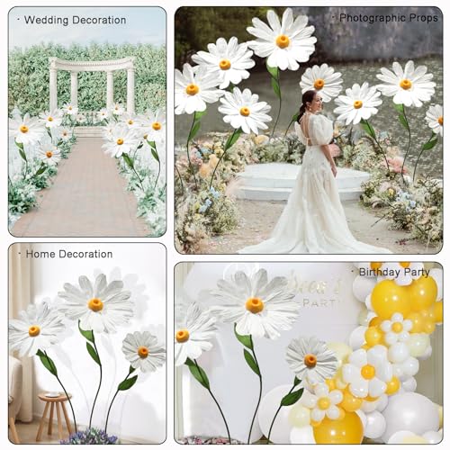 Large Daisy Flowers Artificial,5.9 Ft Giant Paper Flower Decoration,Big Flowers Decor for Party,Garden,Office,Home,Wedding,Graduation,Shop Window Display(Pink) - color: Pink