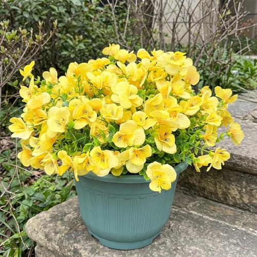 trytuny Artificial Flowers for Outdoor, Realistic Faux Plants for Outside Indoor Porch Patio Window Box Planter Home Decor (12pcs -Yellow) - size: 12PCS-dyellow