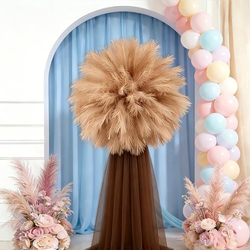 50pcs Khaki Pampas Grass 21.6 Inch Non-Shedding Faux Pampas for Earthy Neutral Home, Boho Weddings and Olive Tone Vase Arrangements - color: Khaki
