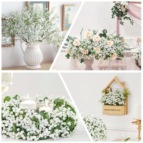 28CM Artificial Babys Breath Flowers,36pcs Babys Breath Artificial Flowers Bulk White for Wedding Bouquets,Party Decorations Realistic Fake White Flowers for Bridal & Event Decor