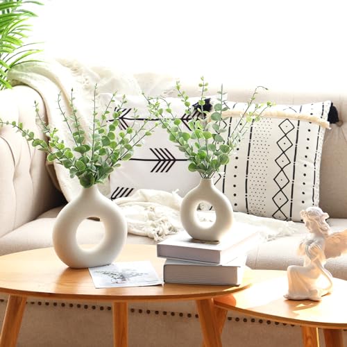 CEWOR 36pcs Eucalyptus Stems Decor 14.1 Inch Artificial Eucalyptus Leaves Fake Greenery Branches for Wedding Centerpiece Flower Floral Arrangement Farmhouse Spring Home Decoration - color: Grey Green, size: 36 pcs