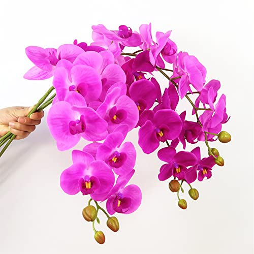 FagusHome Artificial Phalaenopsis Flowers Branches 9 Large Blooms Artificial Orchid Flowers Stem Plants 42 Inches 2 Pcs for Home Wedding Décor (Purple) - color: Purple