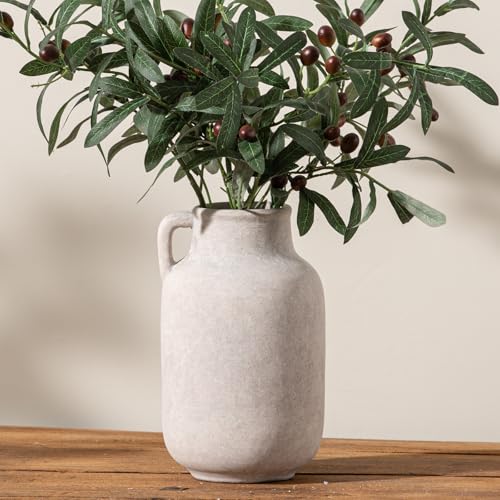 Ceramic Flower Vase Home Decor - 9.7 inch Large White Rustic Table Flowers Vases Living Room Bedroom Plant Decoration Farmhouse Vintage for Kitchen Shelf Office Coffee Dining Desk House Women - color: C-9.7"-rustic