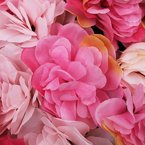 6 Pcs Artificial Flower Wall Panels 60x40cm 3D Flower Background for Wall, Wedding Flower Decorations Wall Silk Rose Panels for Photo Areas, Stage Background Wall(Dahlia + Rose Red Rose) - color: Dark Pink + Light Pink