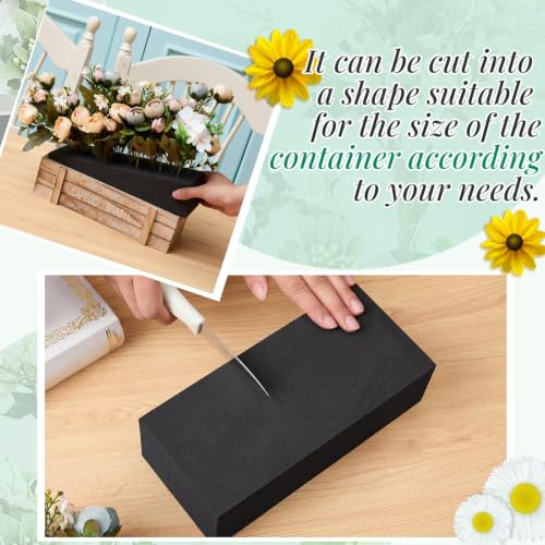 Lallisa 4 Pcs Black Reusable Floral Foam Blocks Water Weather Resistant Dry Floral Foam for Artificial Flower Arrangements Outdoor Hanging Florist Plant Bases for DIY Wedding (8.9 × 4.1 × 2.7) - color: Black, size: 8.9 × 4.1 × 2.7