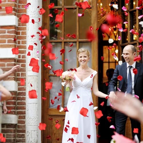 SITUMEIZI 1500 PCS Red Rose Petals Flower Artificial Fake Silk Rose Petals Decorations for Wedding Decor Romantic Night Event Party Engagement in Bulk - color: Red, size: 1500