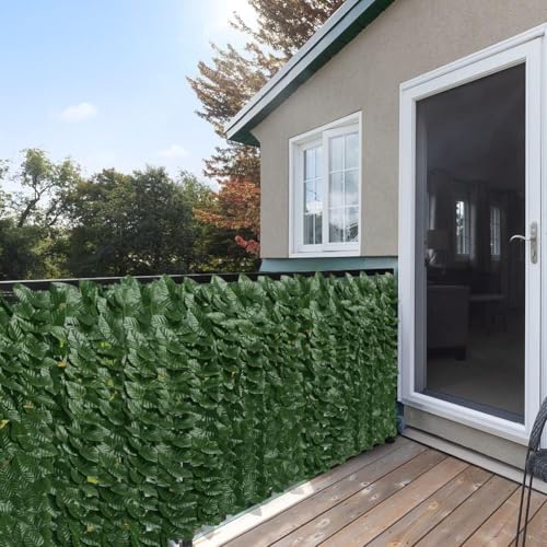 Artificial Ivy Privacy Fence Wall Screen, Artificial Hedges Fence and Faux Ivy Vine Leaf Decoration for Outdoor Garden Decor (20x120 in)