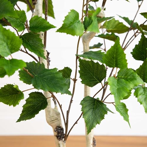 Nearly Natural 5ft. Artificial Birch Tree with Real Touch Leaves - size: 5ft