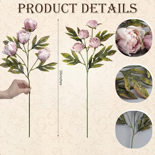 Thiccywoov 12 Pcs Faux Peony Stems Flowers Bulk Vintage Artificial Silk Peonies Stems Real Look Fake Peonies Branch for Vase Filler DIY Bouquet Centerpiece Home Indoor Outdoor Decor (Brownish) - color: Brownish