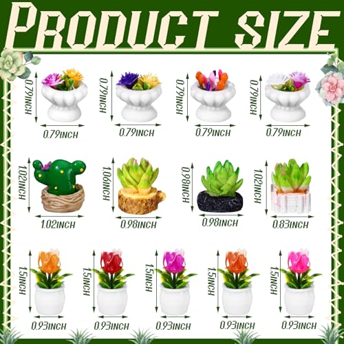 Threehoney 30 Pcs Miniature Dollhouse Plants Accessories Mini Artificial Potted Flower Tiny Resin Greenery Cactus Figurines for Doll House Gift DIY Garden Bonsai Micro Landscape Decoration(Plants) - style: Plants