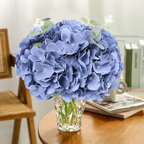 AVIVIHO 60 PCS Dusty Blue Hydrangea Artificial Flowers Bulk Realistic Fake Hydrangea Silk Flowers with Stems Flowers Bouquets for Florals Arrangement Home Wedding Party Centerpieces Arch Decoration - color: Dusty Blue, size: 60PCS
