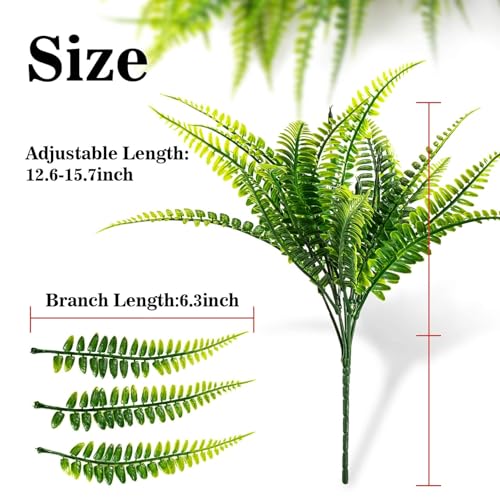 MAQIHAN 10 Pcs Fake Fern - Artificial Ferns for Outdoors - Faux Ferns for Outdoor Planter Large Outdoor Patio Decor Boston Fern Artificial Plants Faux Greenery Porch Decor