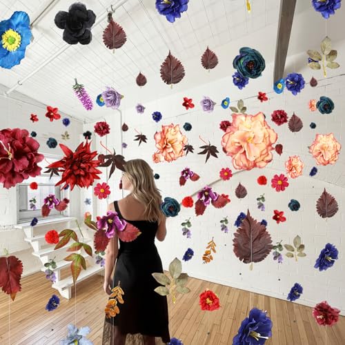 XunYee 6 Pcs 35.4 ft Flower Garlands Artificial Wildflower Vines Floral Hanging Backdrop Fake Flower Garlands Faux Silk Wildflower Vine for Wedding Bridal Shower Home Garden Wall Arch Decor(Peony) - style: Peony