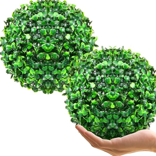 Hotop 2 Pcs 7 Inch Artificial Plant Topiary Ball 4 Layers Garden Spheres Boxwood Balls Artificial Topiaries Spheres Decorative Plants for Backyard, Balcony, Garden, Indoor Outdoor Decor(Green) - color: Green, size: 7 Inch