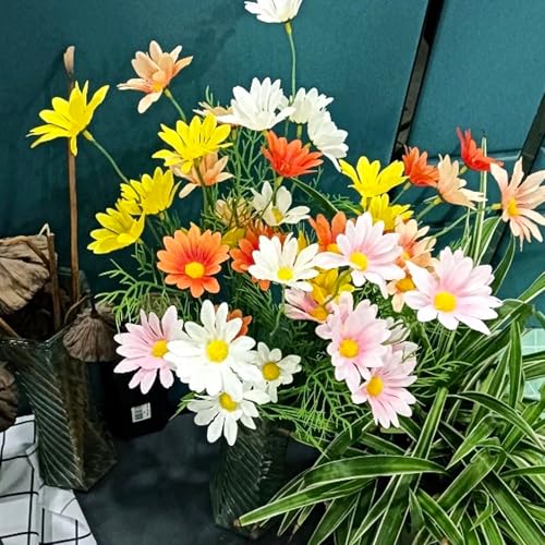 Artificial Daisies for Outdoors, 20.8 Inch White Daisy Artificial Flowers, 10 Bundles Faux Wildflowers for Decoration, Wedding, Table Centerpiece - color: White