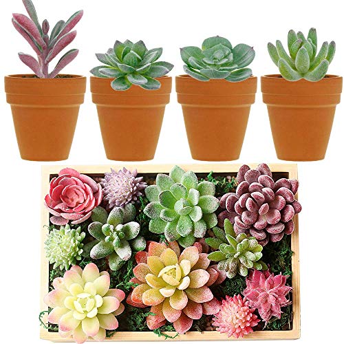 Augshy Artificial Succulents, 16 Pack Fake Succulents Plants Artificial Small Fake Plants Faux Succulents Unpotted for Lotus Landscape Decorative Garden Arrangement Decor - color: Green, size: 1.5-3.5 inches (4-9 cm)
