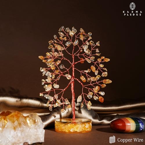 Citrine Crystal Tree of Life Birthday Gifts for Women, Men, Friends, Handmade Chakra Healing Crystals Tree for Home Office Decor, Positivity, Good Luck, Money, Unique Gifts for Her Mom, Sister, Dad - color: Orgone Base Citrine Crystal Tree