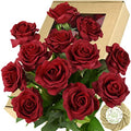 FiveSeasonStuff Fake Roses Wedding Flowers Real Touch Silk Red Artificial Flowers 12 Stems - color: Red