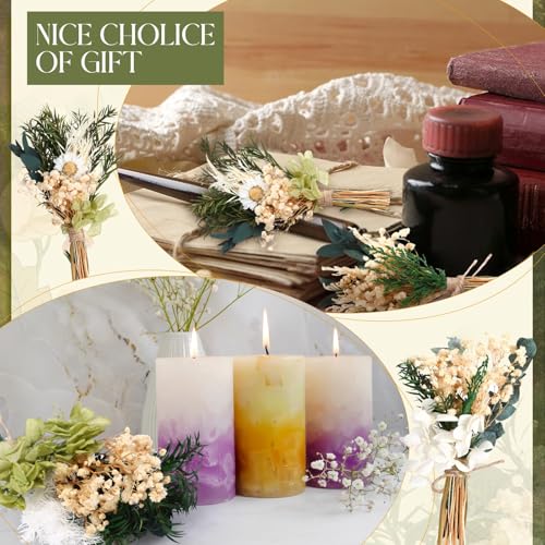 Layhit 24 Pcs Boho Dried Flower Bouquet Mini Wedding Handmade Dry Flowers Decor for Vase Crafts DIY Photo Boutonniere for Men Floral Plant for Bridesmaid Gift Birthday Decor(Greenery) - style: Greenery