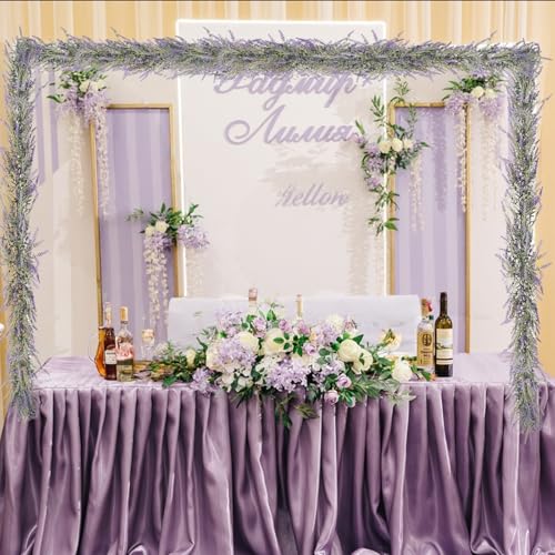 MAKHOT Spring Summer Lavender Purple Garland, 6Ft Lavender Artificial Green Garland, Fake Silver LavenderLeaves Vines for Wedding Mantle Party Arch Porch Stair Table Door Home Decor (Light Purple) - color: Light Purple-1pcs
