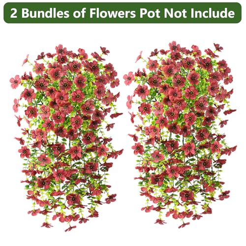 Homsunny Artificial Fake Mums Flowers Plants for Outdoor Decoration, 2 PCS Faux Daisy Silk Flowers Outside UV Resistant Realistic Home Decor for Porch Patio Balcony Garden Window Box(Brown) - color: Brown