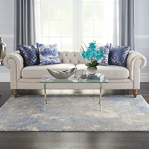 Briful Artificial Orchids Flowers 20'' Teal Blue Faux Orchid Arrangement with Silver Vase Fake Phalaenopsis Silk Orchid for Home Office Living Room Table Decor - color: Teal #005