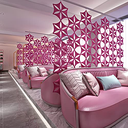 Felt Fiber Surface 14"x12" High Density Polyester Fiber Board 3D Flower Venus Hanging Room Divider Panel Cut Room Partition Home Decoratio(12 Pcs) (Pink) - color: Pink