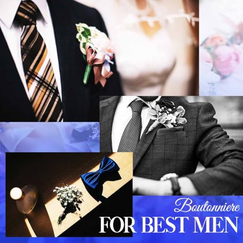 Bride Wedding Flower Boutonniere Red Rose Groom Buttonholes Prom Suit Decoration for Men and Groomsmans (Pink) - color: Pink