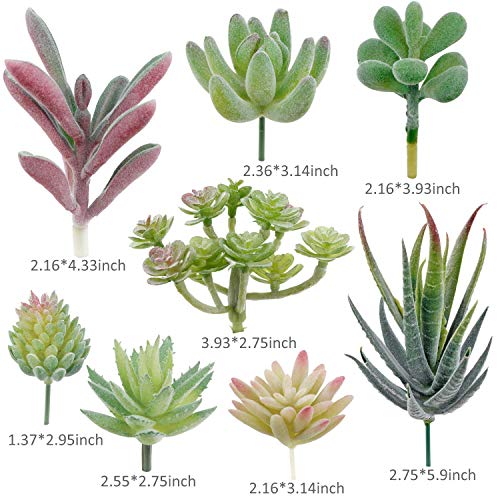 Augshy Artificial Succulents, 16 Pack Fake Succulents Plants Artificial Small Fake Plants Faux Succulents Unpotted for Lotus Landscape Decorative Garden Arrangement Decor - color: Green, size: 1.5-3.5 inches (4-9 cm)