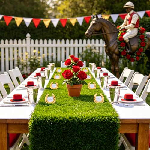 XLX TURF Artificial Grass Table Runner for Sport Golf Spring Summer Party Decorations 12 x 60 Inch, Green Faux Grass Crafts Tabletop Centerpiece Birthday Wedding Baby Shower - size: 12 x 60 Inches / 1PC