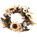 A Cheerful Giver Small Wreath Candle Ring White Sunflower Artificial Floral Decor for Candles Centerpieces & Home Accents