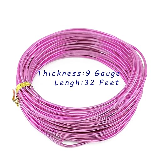 Aluminum Wire, 9 Gauge, Light Fuchsia, 11 Yards, Craft Wire, Jewelry Making - color: Light Fuchsia, size: 9 Gauge