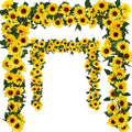 3 Pack Artificial Sunflower Garland Decor,7.5ft Artificial Sunflower Garland Hanging Sunflower Vines with Green Leaves