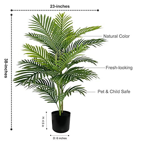 Artificial Palm Plant Tree, Potted Artificial Plant for Home Office Decoration, 38" Tall - size: 3ft 2in