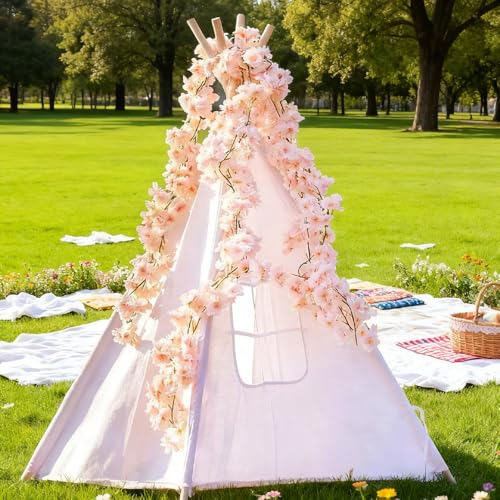 YRIOWMI 10PCS 59FT Artificial Silk Cherry Blossom Garland, Hanging Sakura Flower Vines for Wedding Party Home Arch Office Sakura Decor (Light Pink) - color: Light Pink